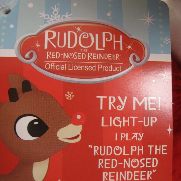 Rudolph The Red Nosed Reindeer Animated Light Up Nose & Foot Taps, Sings  NWT - Picture 5 of 13
